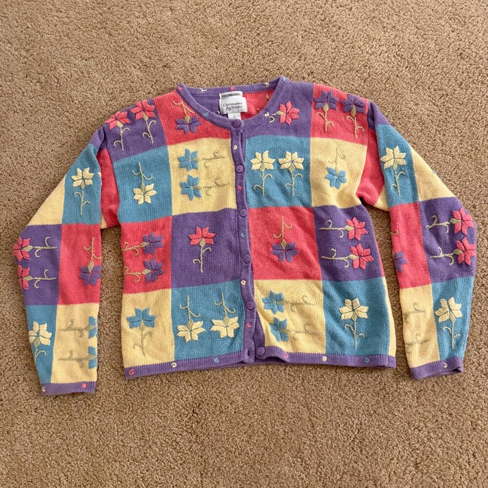 Vintage Christopher & Banks Floral Cardigan - Small